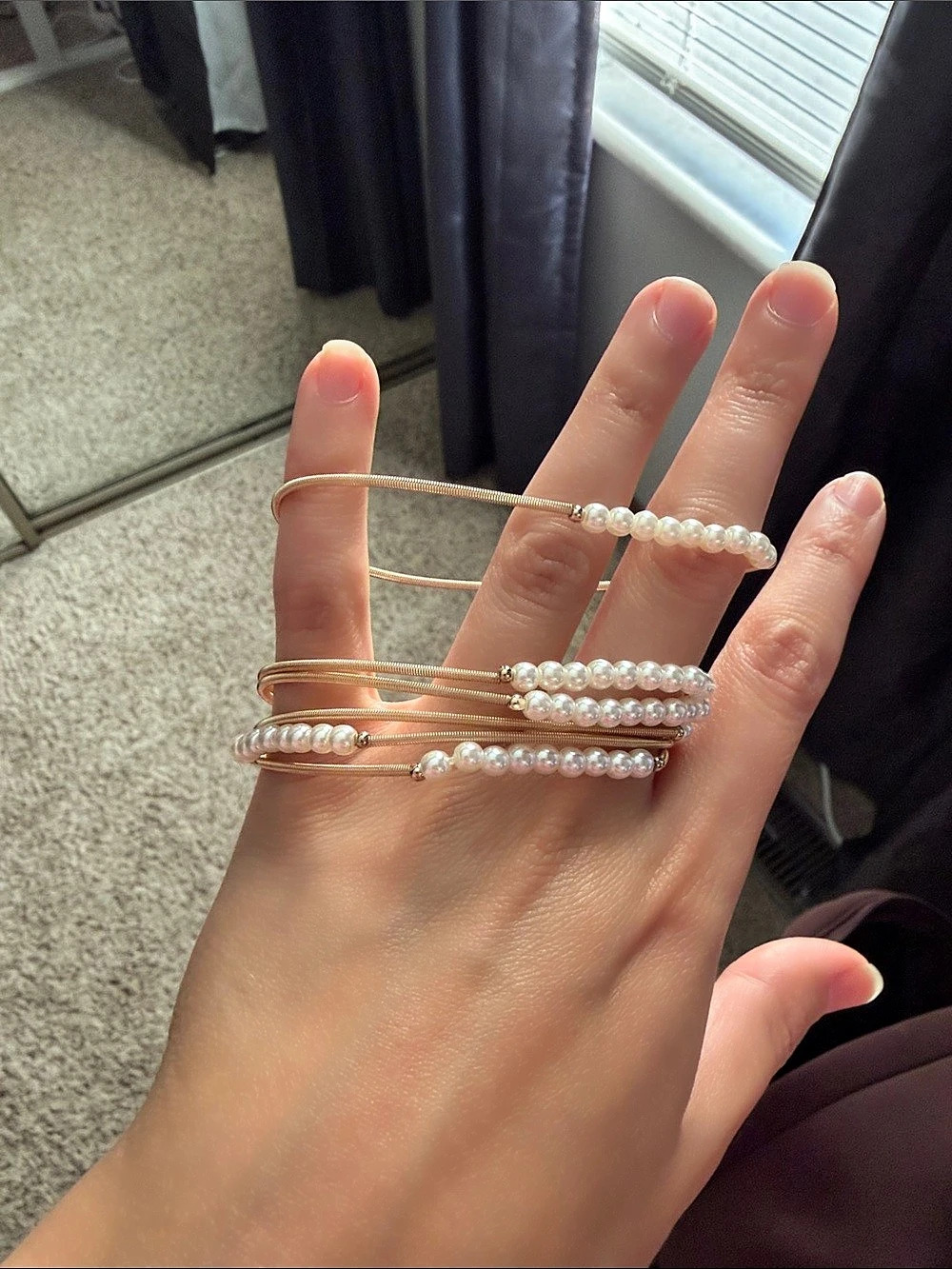 Pearl & Gold-Tone Bracelet Set Like New